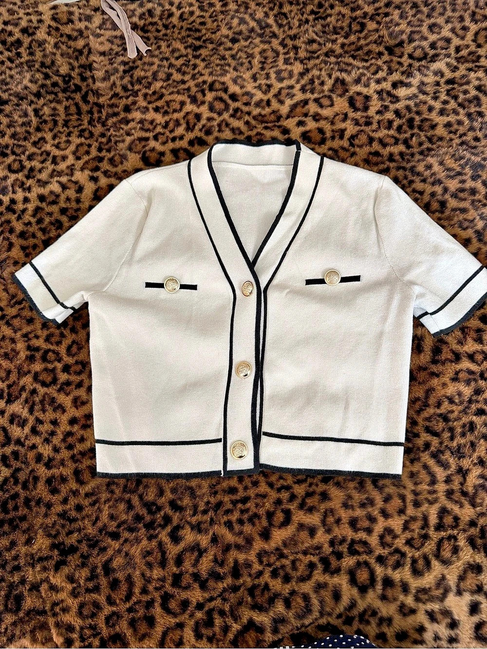 White Short Sleeve Cardigan